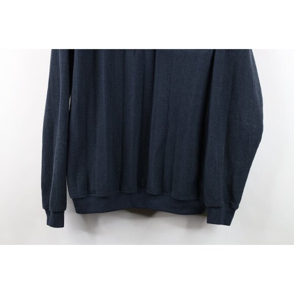 Vintage 90s Y2K Streetwear Mens Medium Ribbed Fleece Collared Sweatshirt Blue - Picture 3 of 10